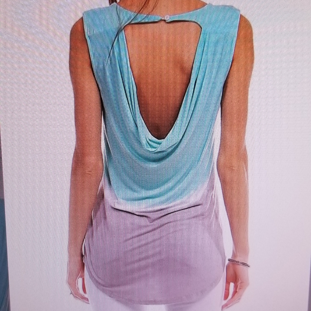 Dip dye drape back sleeveless shirt